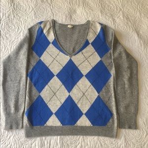 J crew Argyle Wool Blend Sweater